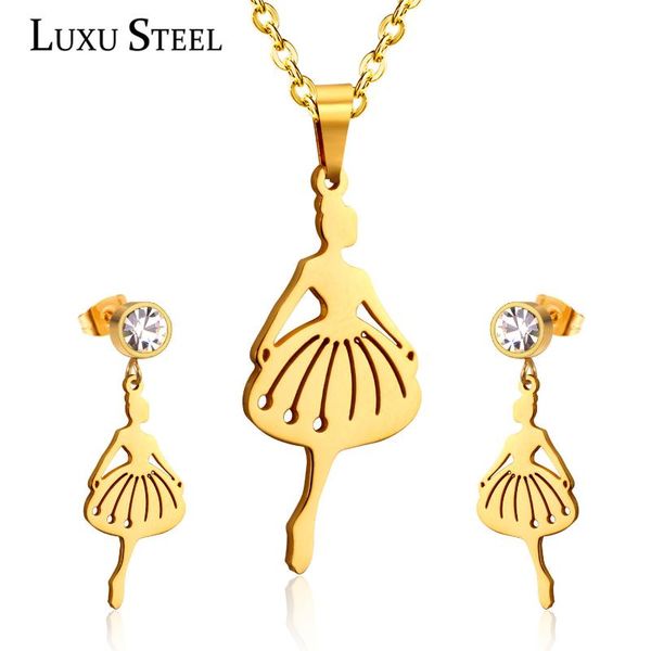 luxusteel золотые комплекты ювелирных изделий танцовщица девушки ожерелье серьги наборы женщины ювелирных изделий из нержавеющей стали цепь, Silver
luxusteel золотые комплекты ювелирных изделий танцовщица девушки ожерелье серьги наборы женщины ювелирных изделий из нержавеющей стали цепь, Silver