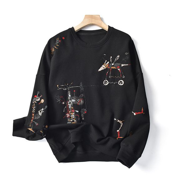 new 2021 spring beige hoodie o-neck cartoon embroidery long sleeve women casual hoodies loose style clothes pullovers vcx4, Black
new 2021 spring beige hoodie o-neck cartoon embroidery long sleeve women casual hoodies loose style clothes pullovers vcx4, Black