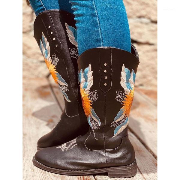 woman shoes retro sleeve square heel embroidered round leather boots lean leg rider boots british style thick soles rou1, Black
woman shoes retro sleeve square heel embroidered round leather boots lean leg rider boots british style thick soles rou1, Black