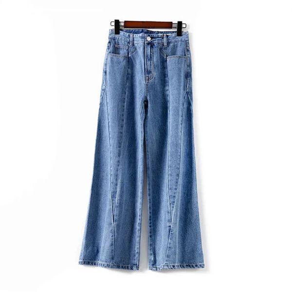 2020 autumn women's jeans irregular wide-leg high waist female denim long pants, Blue
2020 autumn women's jeans irregular wide-leg high waist female denim long pants, Blue