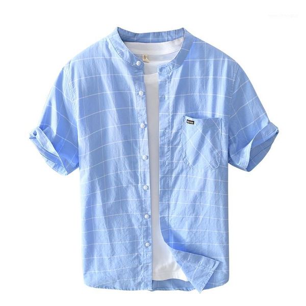 men's casual shirts summer style 100% cotton plaid shirt men causl brand fashion stand collar blue mens overhemd camiseta camisa1, White;black
men's casual shirts summer style 100% cotton plaid shirt men causl brand fashion stand collar blue mens overhemd camiseta camisa1, White;black