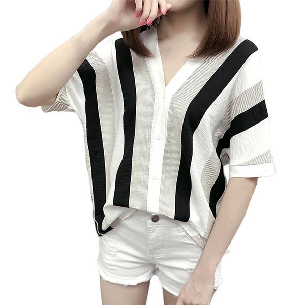 women's blouses & shirts women striped blouse half sleeve shirt v-neck casual et chemisier femme blusas mujer de moda, White
women's blouses & shirts women striped blouse half sleeve shirt v-neck casual et chemisier femme blusas mujer de moda, White