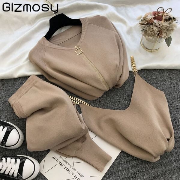 gizmosy women set 2020 autumn winter knitted vest zipper cardigans elastic pants 3pcs sets tracksuits outfits solid casual sets c1103, Gray
gizmosy women set 2020 autumn winter knitted vest zipper cardigans elastic pants 3pcs sets tracksuits outfits solid casual sets c1103, Gray