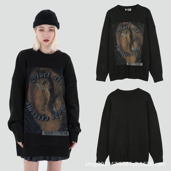 ins high street printed crew neck sweater men's lazy hip hop loose bf pullover, White;black
ins high street printed crew neck sweater men's lazy hip hop loose bf pullover, White;black