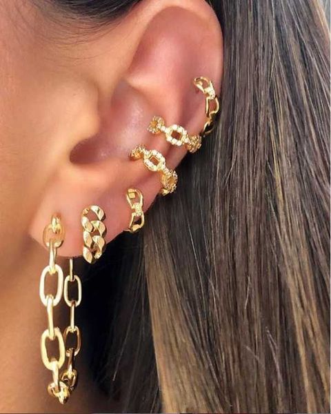 unique gold color miami cuban link chain drop earrings for women fashion collar statement punk classic modern earring jewelry, Silver
unique gold color miami cuban link chain drop earrings for women fashion collar statement punk classic modern earring jewelry, Silver