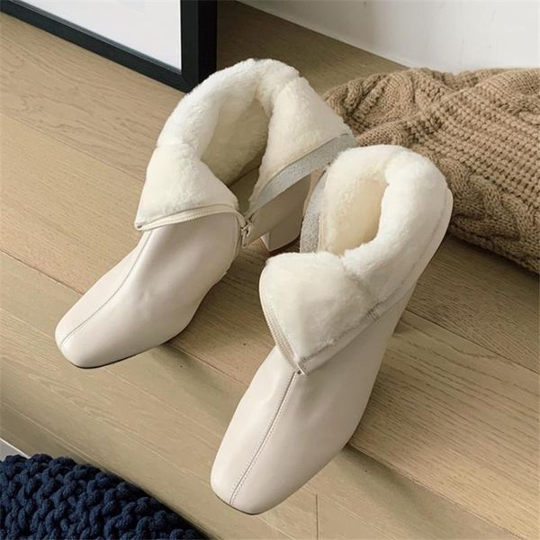 pxelena celebrity genuine leather thick wool fur snow boots women 2021 winter block med heels square toe zip office lady dress1, Black
pxelena celebrity genuine leather thick wool fur snow boots women 2021 winter block med heels square toe zip office lady dress1, Black