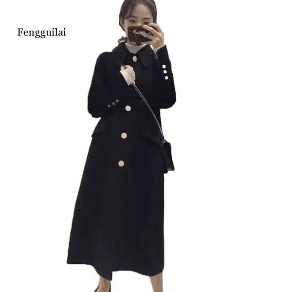 women's wool & blends fashion england style long slim single breasted women blend coat solid cashmere jacket turn down collar ladies co, Black
women's wool & blends fashion england style long slim single breasted women blend coat solid cashmere jacket turn down collar ladies co, Black