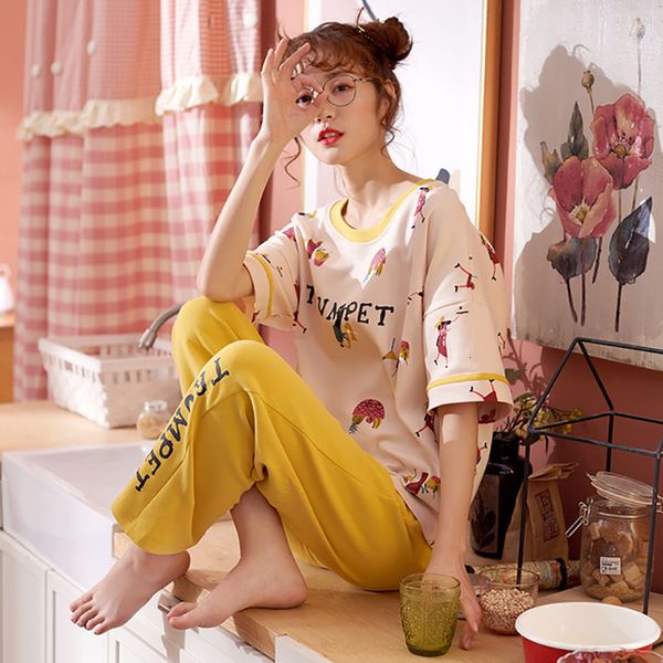 2021 new women set of short sleeves will see fine cotton pyjamas house suit beautiful ladies in cartoons sleep on nucn, White
2021 new women set of short sleeves will see fine cotton pyjamas house suit beautiful ladies in cartoons sleep on nucn, White