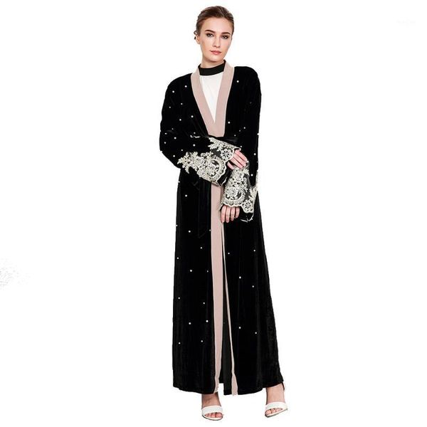 europe and the middle east muslim long-sleeved beaded lace stitching gold velvet cardigan robes female 15931, Red
europe and the middle east muslim long-sleeved beaded lace stitching gold velvet cardigan robes female 15931, Red