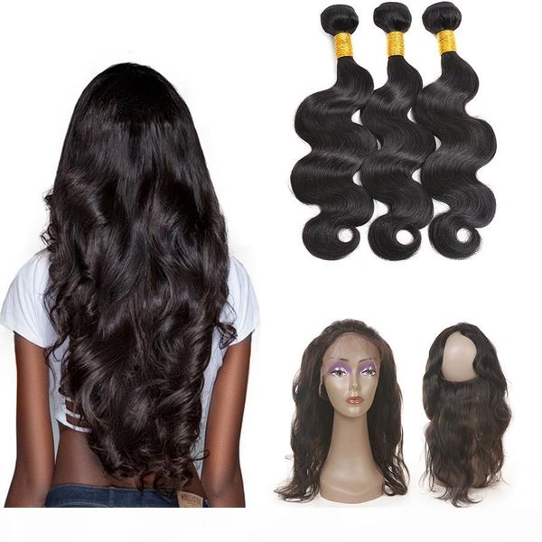 9a brazilian virgin hair with closure extensions 3 bundles body wave hair with 360 lace closure unprocessed remy human hair weave, Black;brown 
9a brazilian virgin hair with closure extensions 3 bundles body wave hair with 360 lace closure unprocessed remy human hair weave, Black;brown