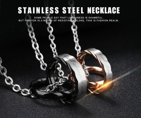 pendant necklaces fate love double circles stainless steel necklace couple for wedding romantic valentine's day gift, Silver
pendant necklaces fate love double circles stainless steel necklace couple for wedding romantic valentine's day gift, Silver