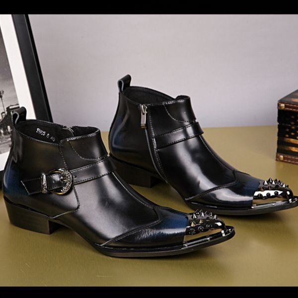 christia bella new metal pointed toe men motorcycle ankle boots genuine leather male zip boots business men buckle short shoots, Black
christia bella new metal pointed toe men motorcycle ankle boots genuine leather male zip boots business men buckle short shoots, Black
