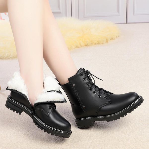 morazora 2021 new genuine leather snow boots women warm wool winter boots female shoes lace up fashion thick fur ankle boots 201021, Black
morazora 2021 new genuine leather snow boots women warm wool winter boots female shoes lace up fashion thick fur ankle boots 201021, Black