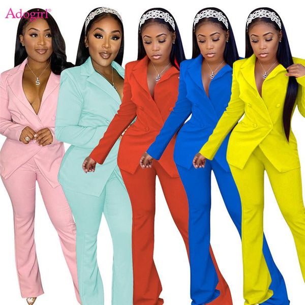 adogirl 2020 autumn winter women business suit fashion casual two piece set double breasted blazer coat flare pants work outfits, Gray
adogirl 2020 autumn winter women business suit fashion casual two piece set double breasted blazer coat flare pants work outfits, Gray