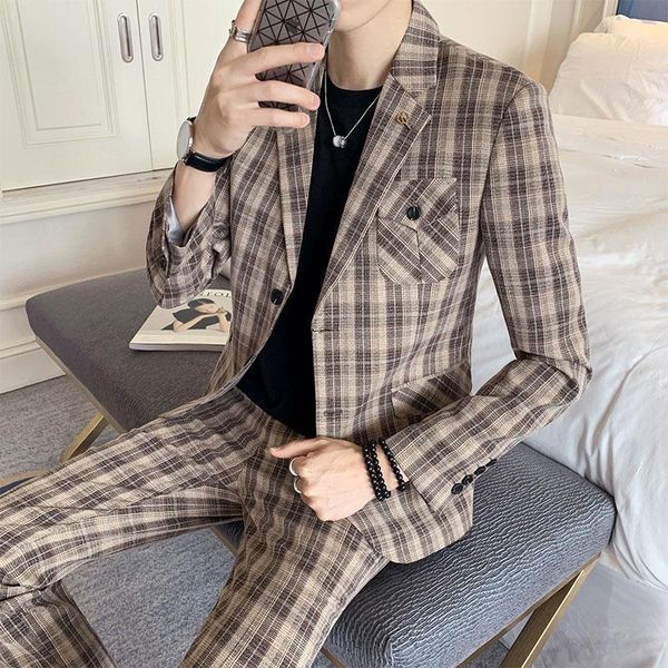 men's suits & blazers british style suit set 2 pcs (coat + pants) men blazer / 2021 plaid printed slim sets1, White;black
men's suits & blazers british style suit set 2 pcs (coat + pants) men blazer / 2021 plaid printed slim sets1, White;black