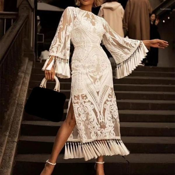 women vintage embroidery lace tassel bodycon midi dress summer flare sleeve transparent dress female party1, Black;gray
women vintage embroidery lace tassel bodycon midi dress summer flare sleeve transparent dress female party1, Black;gray