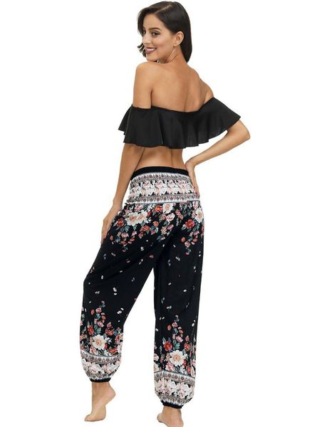 yoga outfits women's smocked waist harem hippie boho palazzo casual pants, White;red
yoga outfits women's smocked waist harem hippie boho palazzo casual pants, White;red