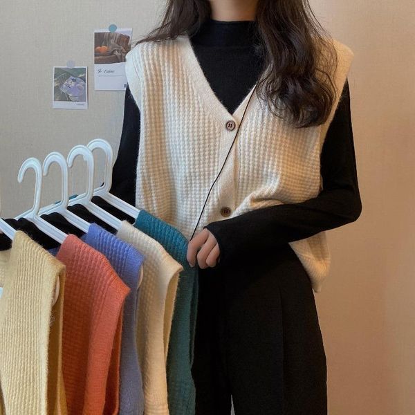 women's vests knitted waistcoat vest coat autumn 2021 korean style outer sweater sleeveless and winter collar, Black;white
women's vests knitted waistcoat vest coat autumn 2021 korean style outer sweater sleeveless and winter collar, Black;white