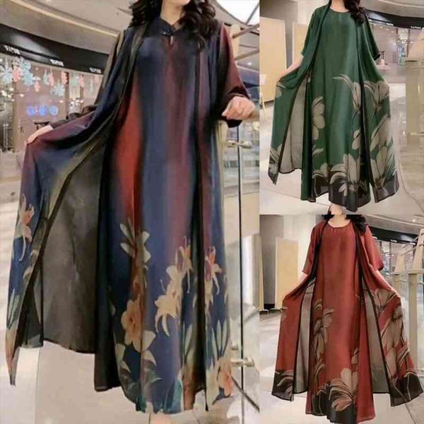 2pcs set floral print dress set women sleeveless maxi dress loose long sleeve cardigan outwear two piece set women suit, White
2pcs set floral print dress set women sleeveless maxi dress loose long sleeve cardigan outwear two piece set women suit, White