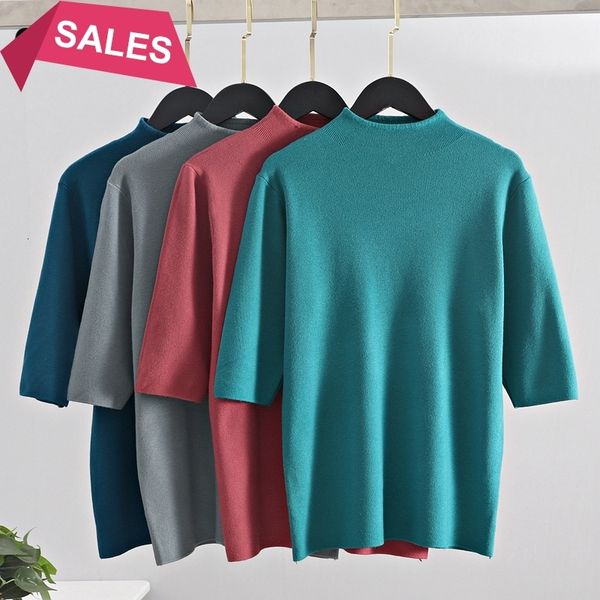 2021 new women sweater solid half sleeve knitted pullovers fall spring chic female jumper gray green jersey shirt pull femme tcnu, White;black
2021 new women sweater solid half sleeve knitted pullovers fall spring chic female jumper gray green jersey shirt pull femme tcnu, White;black