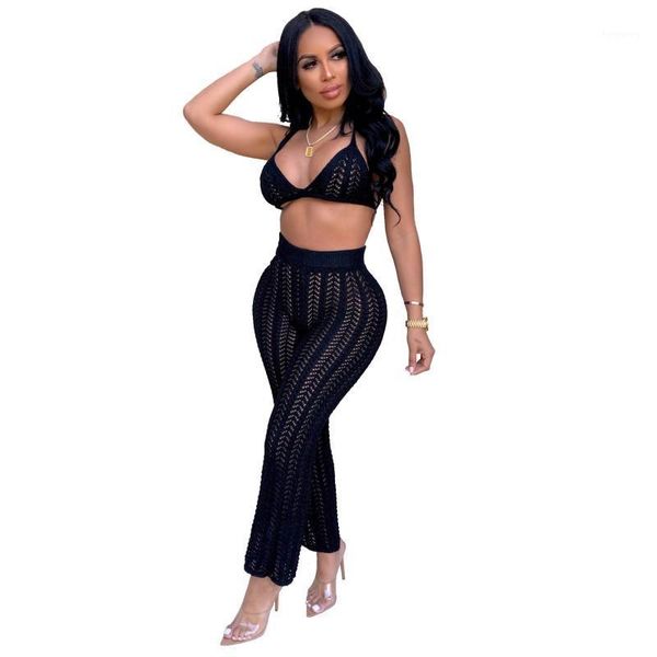 2020 fishnet knit two piece set women halter and pant 2 piece matching sets summer festival beach outfits1, White
2020 fishnet knit two piece set women halter and pant 2 piece matching sets summer festival beach outfits1, White