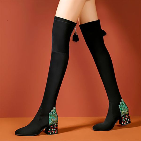 new female 2021 winter stretching thin strass on the knee heel women's high heels mujer 34-41 boots 6gvh, Black
new female 2021 winter stretching thin strass on the knee heel women's high heels mujer 34-41 boots 6gvh, Black
