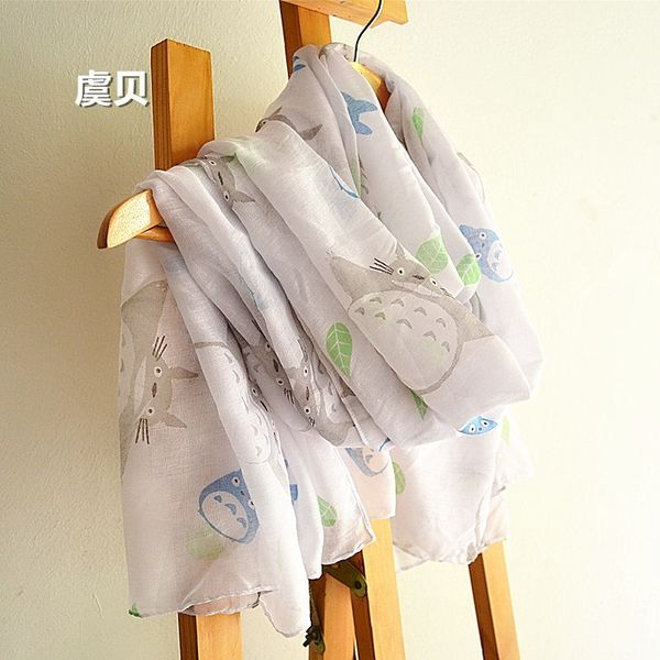 japanese style cute cartoon totoro white scarves woman spring summer autumn beach sunscreen cape long scarf shawl gift for girls y201007, Blue;gray
japanese style cute cartoon totoro white scarves woman spring summer autumn beach sunscreen cape long scarf shawl gift for girls y201007, Blue;gray
