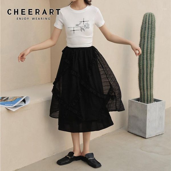 cheerart black ruffle high waist tiered skirt women summer long midi ruched elastic waist casual layered skirt 20201
cheerart black ruffle high waist tiered skirt women summer long midi ruched elastic waist casual layered skirt 20201