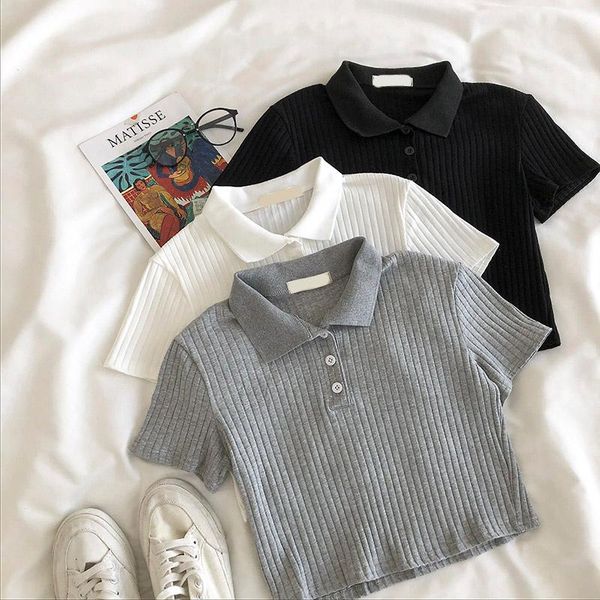 t-shirt female harajuku retro shirt casual all-match three-button collar stripe style short-sleeved solid kawaii clothes, White
t-shirt female harajuku retro shirt casual all-match three-button collar stripe style short-sleeved solid kawaii clothes, White