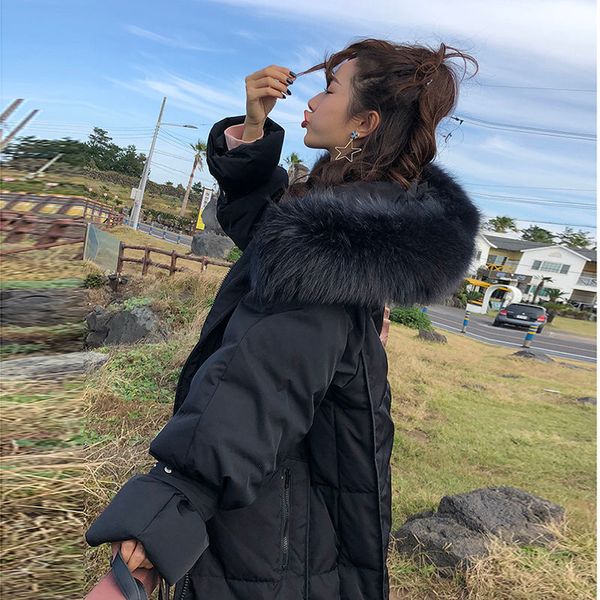 2021 new korean version of thick fur collar on the knee female jacket fashion woman parkas long winter jackets joxm, Black
2021 new korean version of thick fur collar on the knee female jacket fashion woman parkas long winter jackets joxm, Black