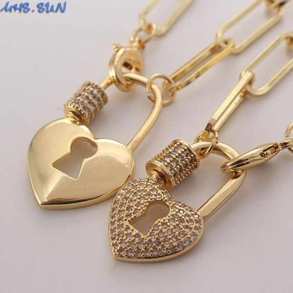 chains mhs.sun luxury mosaic zircon heart lock pendants necklace gold color women/girls chunky chain charm cz jewelry 1pcs, Silver
chains mhs.sun luxury mosaic zircon heart lock pendants necklace gold color women/girls chunky chain charm cz jewelry 1pcs, Silver