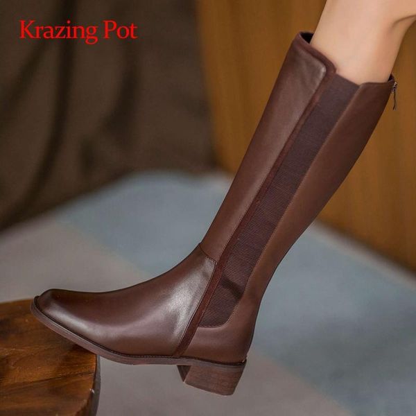 krazing pot retro genuine leather square toe high heel gladiator riding boots streetwear zipper fashion cozy knee-high boots l51, Black
krazing pot retro genuine leather square toe high heel gladiator riding boots streetwear zipper fashion cozy knee-high boots l51, Black