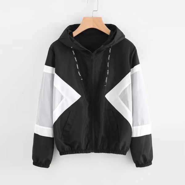 autumn women windbreaker jacket long sleeve patchwork standard skinsuits hooded zipper pockets coat, Black;brown
autumn women windbreaker jacket long sleeve patchwork standard skinsuits hooded zipper pockets coat, Black;brown