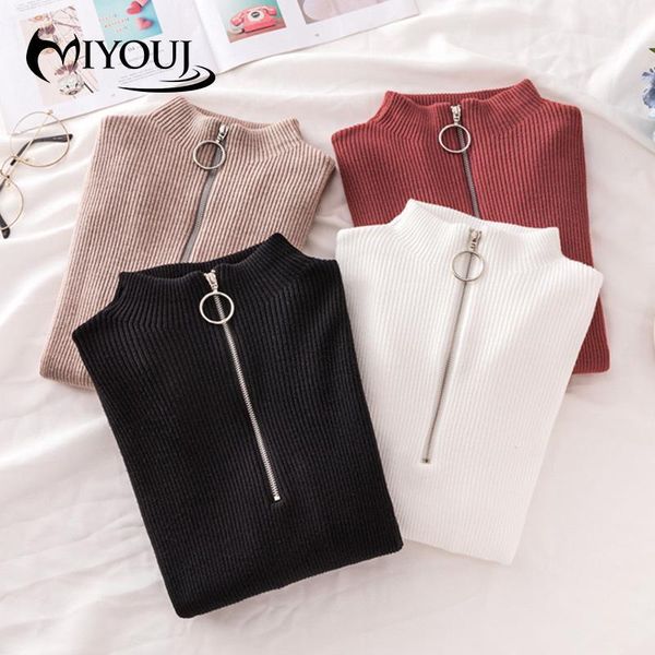 women's sweaters miyouj slim primer shirt fashion 2021 autumn women's clothing zipper turtleneck pullovers chic sytle elegant woma, White;black
women's sweaters miyouj slim primer shirt fashion 2021 autumn women's clothing zipper turtleneck pullovers chic sytle elegant woma, White;black
