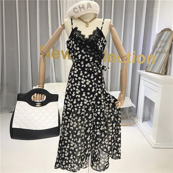beach style spaghetti strap dress print patchwork lace sundresses with straps korean fashion dress vestidos longos florais1, Black;gray
beach style spaghetti strap dress print patchwork lace sundresses with straps korean fashion dress vestidos longos florais1, Black;gray