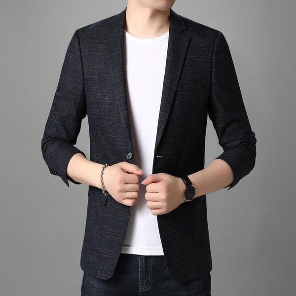 men's suits & blazers formal suit jacket spring autumn woolen trendy wild slim small business plaid single blazer coats male, White;black 
men's suits & blazers formal suit jacket spring autumn woolen trendy wild slim small business plaid single blazer coats male, White;black
