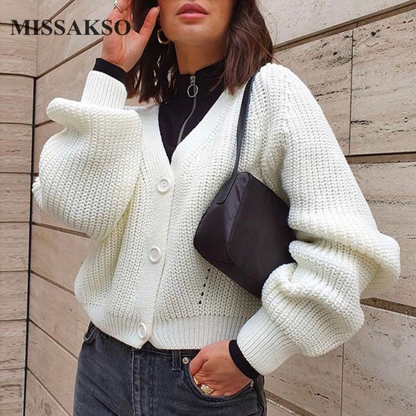 missakso autumn women sweater knitted single button long sleeve plus size warm winter casual solid cardigan knitwear 201128, White;black
missakso autumn women sweater knitted single button long sleeve plus size warm winter casual solid cardigan knitwear 201128, White;black
