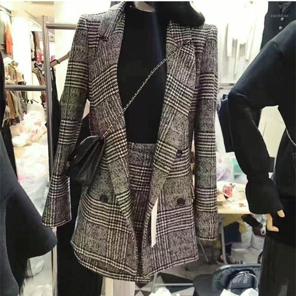 new houndstooth coat women's spring and autumn large size suit women's bag skirt slimming two-piece set1, Tan;black
new houndstooth coat women's spring and autumn large size suit women's bag skirt slimming two-piece set1, Tan;black