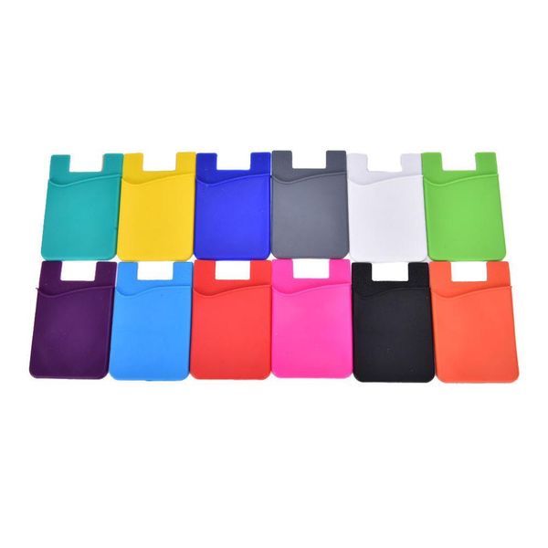 1pc 12 Colors Nice Fashion Adhesive Sticker Back Cover Card Holder Case Pouch For Cell Phone H Bbyvxg