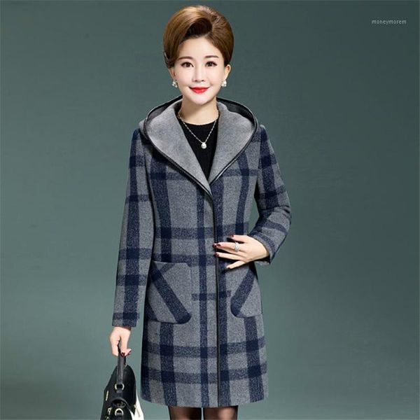 women's wool & blends woolen coat for women 2021 sprinng mother casual hooded collar plaid covered button long coats female fashion loo, Black
women's wool & blends woolen coat for women 2021 sprinng mother casual hooded collar plaid covered button long coats female fashion loo, Black