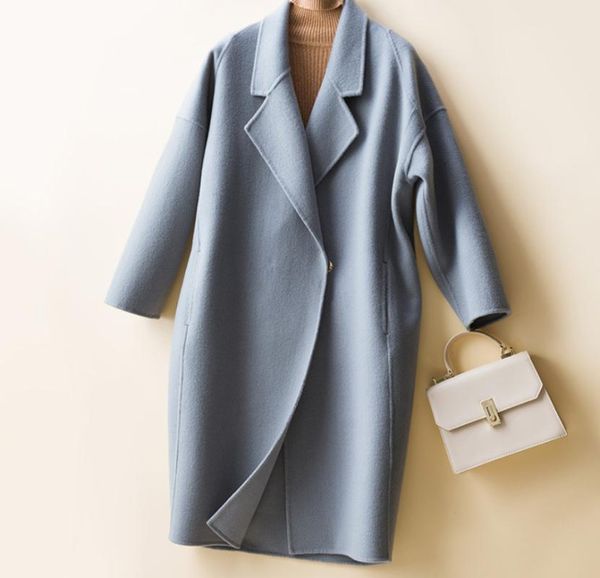 women's wool & blends korean double faced cashmere overcoat middle long 2021 autumn winter woollen, Black
women's wool & blends korean double faced cashmere overcoat middle long 2021 autumn winter woollen, Black