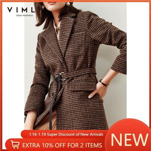 vimly winter wool coat for women fashion houndstooth notched single button with belt thick jackets female blazers overcoat f53761, Black
vimly winter wool coat for women fashion houndstooth notched single button with belt thick jackets female blazers overcoat f53761, Black