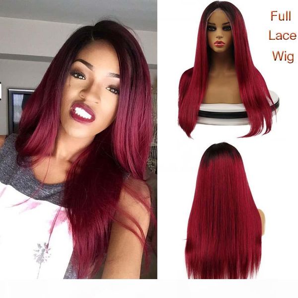 360 full lace wigs ombre red brown color synthetic full lace front wigs with baby hair straight glueless heat resistant synthetic lace wigs, Black
360 full lace wigs ombre red brown color synthetic full lace front wigs with baby hair straight glueless heat resistant synthetic lace wigs, Black