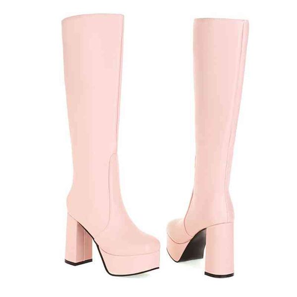 pink platform boots thick high heel zip knee women autumn winter pu leather women's shoes black white big size 43
pink platform boots thick high heel zip knee women autumn winter pu leather women's shoes black white big size 43