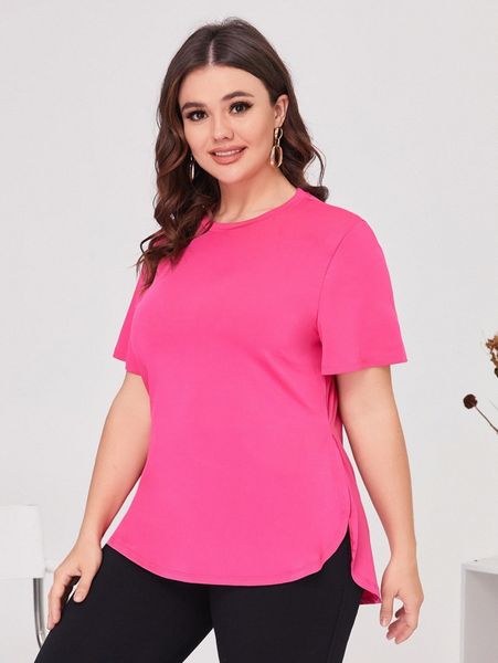 plus split hem solid p7ao#, Black