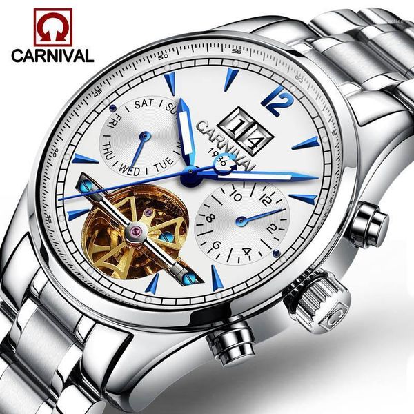 carnival tourbillon automatic mechanical men's watches waterproof luminous multifunction full steel watch sapphire 20201, Slivery;brown
carnival tourbillon automatic mechanical men's watches waterproof luminous multifunction full steel watch sapphire 20201, Slivery;brown