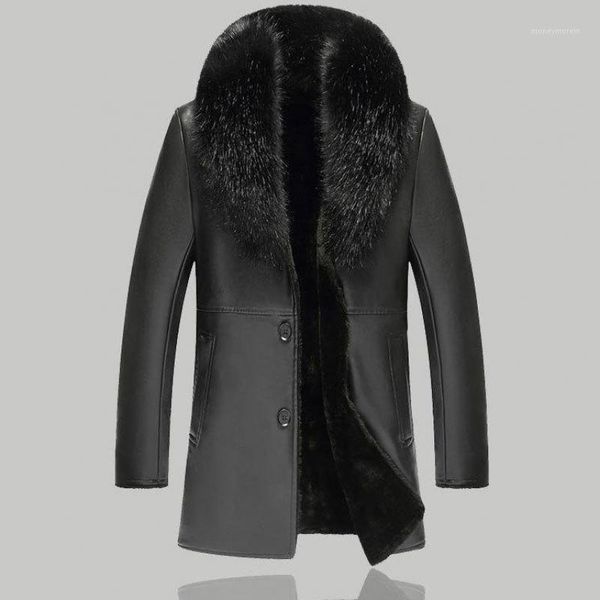 men's fur & faux men fashion large collar winter warm leather jacket 2021 slim long single-breasted coats motorcycle jackets1, Black
men's fur & faux men fashion large collar winter warm leather jacket 2021 slim long single-breasted coats motorcycle jackets1, Black