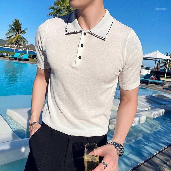 men's polos fashion 2021 summer men knitted shirts british style short sleeve thin shirt slim fit casual homme 3colors1, White;black
men's polos fashion 2021 summer men knitted shirts british style short sleeve thin shirt slim fit casual homme 3colors1, White;black