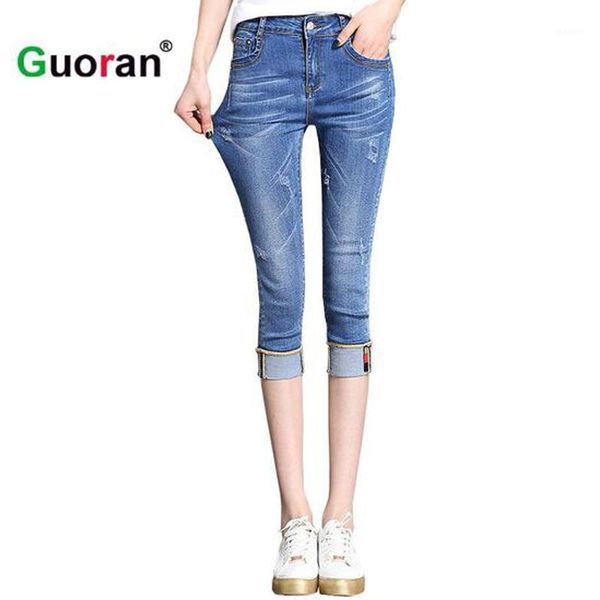 guoran} woman summer capris denim jeans pencil pants plus size female skinny jeans trousers ripped femme pantalon1, Blue
guoran} woman summer capris denim jeans pencil pants plus size female skinny jeans trousers ripped femme pantalon1, Blue