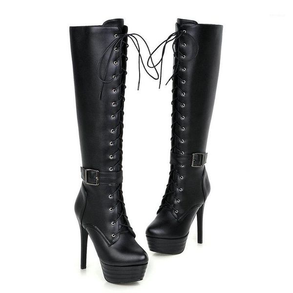 2020 fashion knee high boots platform women boots super high heel long buckle zipper autumn winter plush woman shoes1, Black
2020 fashion knee high boots platform women boots super high heel long buckle zipper autumn winter plush woman shoes1, Black